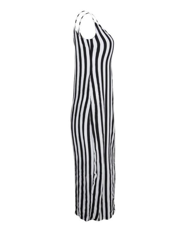 Striped Print Maternity For Babyshower Spaghetti Strap Beach Going Out Maxi Dress