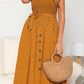 Polka Dot Print Belt Buttons Maternity For Babyshower Beach Adjust Waist Cute Midi Dress