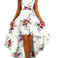 Floral Print Irregular Belt Maternity For Babyshower Spaghetti Strap High-low Vintage Midi Dress