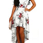 Floral Print Irregular Belt Maternity For Babyshower Spaghetti Strap High-low Vintage Midi Dress