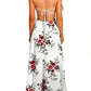 Floral Print Irregular Belt Maternity For Babyshower Spaghetti Strap High-low Vintage Midi Dress