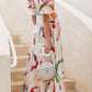 Floral Print Single Breasted Maternity For Babyshower Puff Sleeve Going Out Maxi Dress