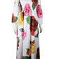 Flowers Print Ruffle Maternity For Babyshower Off Shoulder Holiday Fashion Maxi Dress