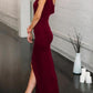 Photoshoot Maternity Side Slit Bodycon V-Back Elegant Maxi DressHalloween