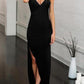 Photoshoot Maternity Side Slit Bodycon V-Back Elegant Maxi DressHalloween