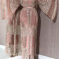 Striped Sequin Double-deck Belt Maternity For Babyshower Flare Sleeve Elegant Maxi Dress