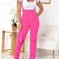 Solid color Zipper Ruched Maternity Long Jumpsuit