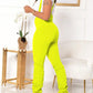 Solid color Zipper Ruched Maternity Long Jumpsuit