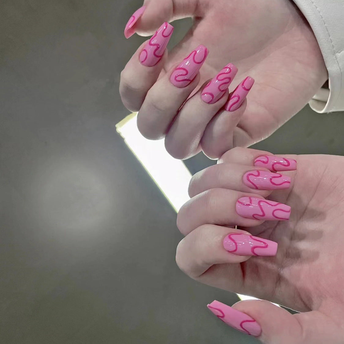 Handcrafted Y2K Euro-American Sexy Girl UV Gel Nails - Finished Products, Detachable Stickers Barbie Pink Blush