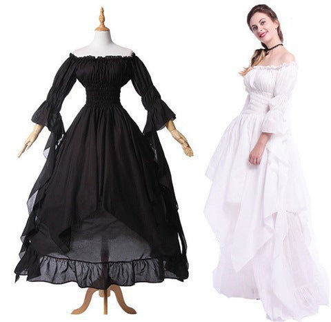 Medieval Bell Sleeve Vintage Dress Gothic Evening Dress Dance Drama Costume Princess Dress Halloween