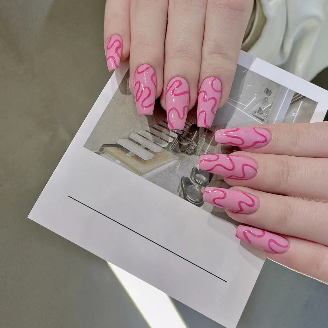 Handcrafted Y2K Euro-American Sexy Girl UV Gel Nails - Finished Products, Detachable Stickers Barbie Pink Blush