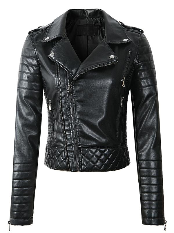 Seindea Women Fashion Leather Jacket Biker Jacket Pu Leather Zipper Rivet