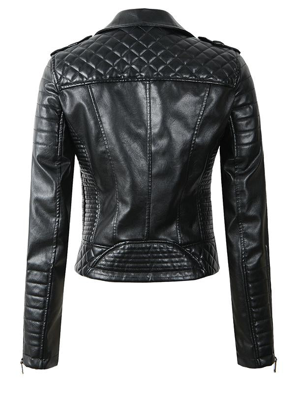 Seindea Women Fashion Leather Jacket Biker Jacket Pu Leather Zipper Rivet