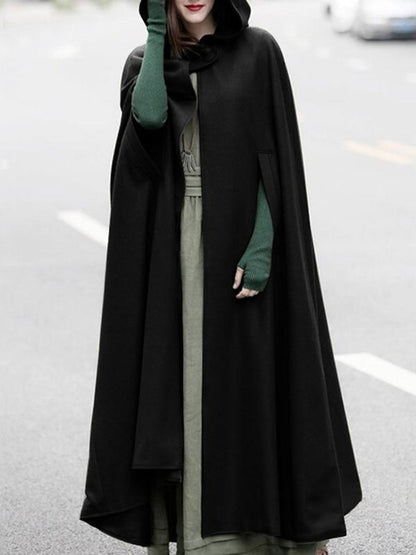 Seindeal Hooded Elegant Floor-length Cloak Poncho Cape Wool Coat Medieval Winter Coat Women Halloween Pregnant