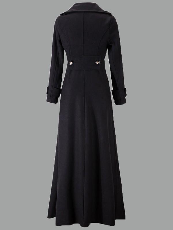 Seindeal Wool Coats Button Down Collar Long Elegant Ladies Fashion