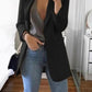 Solid Color Turn-Down Collar Long Sleeve Long Ladies Fashion Blazer