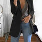 Solid Color Turn-Down Collar Long Sleeve Long Ladies Fashion Blazer