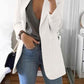 Solid Color Turn-Down Collar Long Sleeve Long Ladies Fashion Blazer