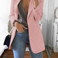 Solid Color Turn-Down Collar Long Sleeve Long Ladies Fashion Blazer