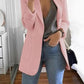 Solid Color Turn-Down Collar Long Sleeve Long Ladies Fashion Blazer