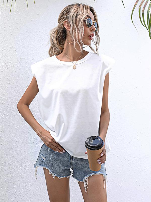 Seindeal T-shirt women tops solid color summer sleeveless