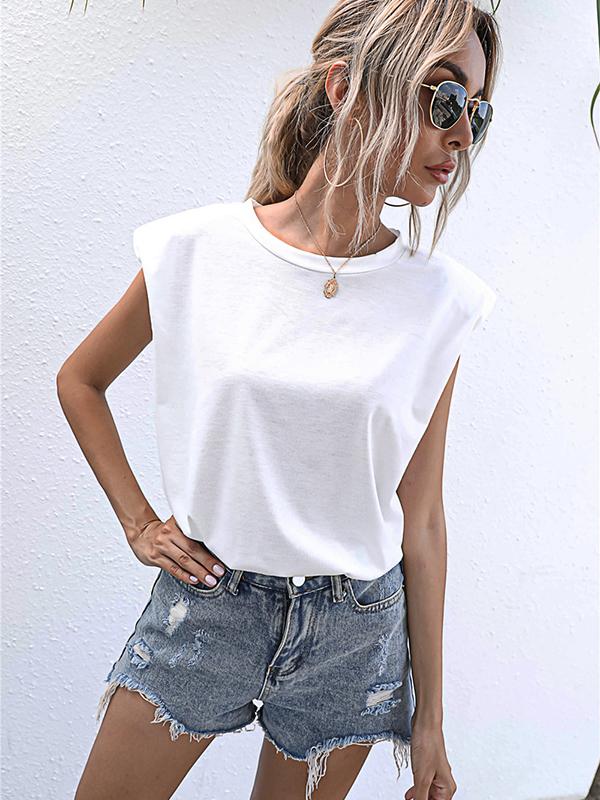 Seindeal T-shirt women tops solid color summer sleeveless