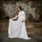 Lace Round Neck Short Sleeve Flower Print Maternity Photoshoot Maxi Dress