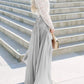 Gray Pleated High Waist A-Line Elegant Bohemian Skirt Long Party Pleated Skirt Maxi Skirt Beach Skirt