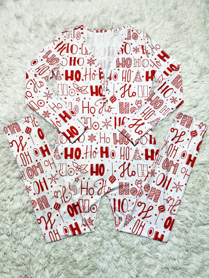 Ho Snowflake Long Sleeve Bodysuit Christmas Maternity Long Pajama Jumpsuit