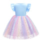 Seindeal Girls Unicorn Dress Summer Rainbow Tulle Grils' Dresses Kids Princess Dress for Cosplay Wedding Birthday Party Casual Outfits Clothing 2-10 Years