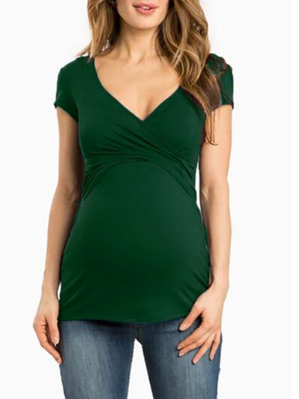 Seindeal Bodysuit V-neck Short Sleeve Maternity T-Shirts Fashion Funny