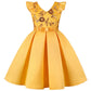 Girls Classical Dresses Sequin Elegant Puff Sleeve Ruffles for Kids Wedding Party Birthday 2-10Years