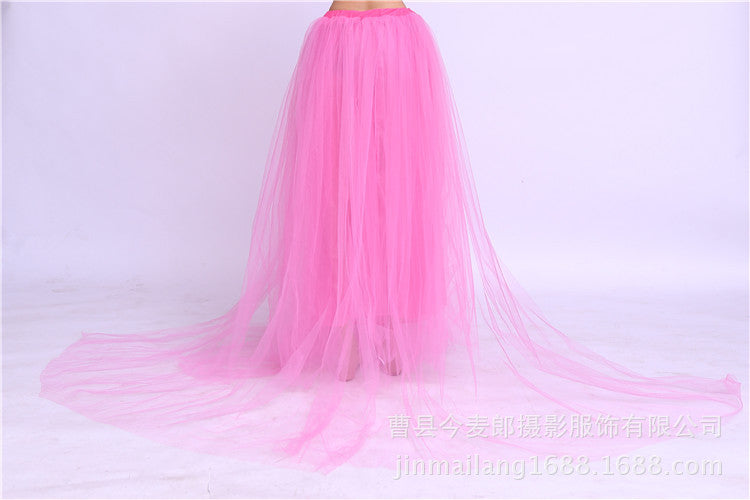 Seindeal Patchwork Grenadine Pleated Fluffy Puffy Tulle Maternity Skirt