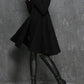 Seindeal Pockets long-sleeved elegant woolen coat with hood women flared winter coat outwear