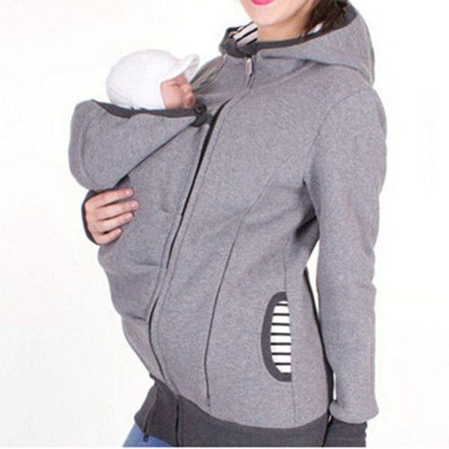 Seindeal Kangaroo Baby Bags Zipper Removable Hooded Long Sleeve Casual Coat