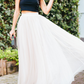 Seindeal Mesh Pleated Elastic Waist Floor Length Elegant Tutu Maxi Skirt Tulle Skirt Evening Skirt Women Fashion