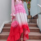 Gradient Color Ruffle Irregular Maternity For Babyshower Maxi Dress