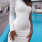 Solid Off Shoulder Bodycon Long Sleeve Maternity Fashion Mini Dress