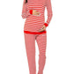 Striped Round Neck Long Sleeve Nursing Maternity Long Pajama Set