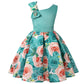 Girls Flower Dresses One Shoulder with Bowknot Princess Gown for Wedding Birthday Party 2-10Years