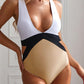 Condole Belt VNeck Patchwork One Piece Maternity Swimwear