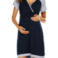 Seindeal Draped V-neck Short Sleeve Maternity Nursing Pajama Mini Dress