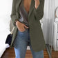 Solid Color Turn-Down Collar Long Sleeve Long Ladies Fashion Blazer