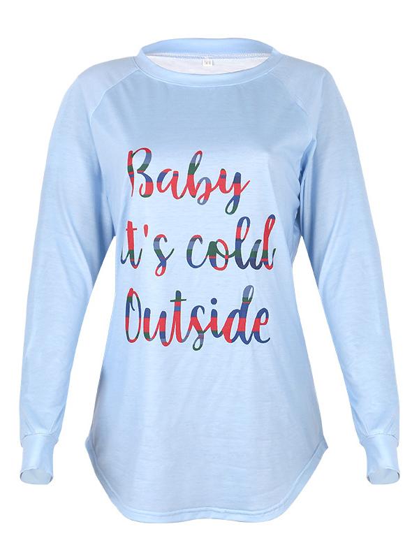 Baby It's Cold Outside Print Off Shoulder Fashion Maternity T-Shirt