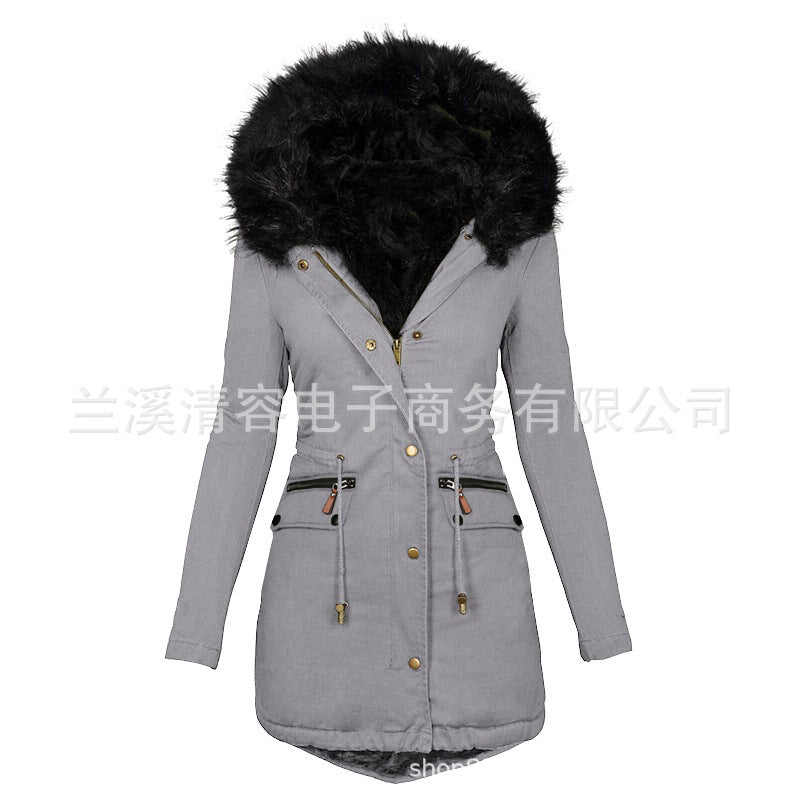 Seindeal Pockets Drawstring Buttons Hoodie Plus Size Maternity Padded Coat