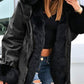 Solid Faux Fur Patchwork Hooded Long Sleeve Maternity Coat