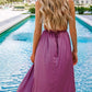 Solid Backless Tie Back Slit Flowy Plunging Neckline Sleeveless Maternity Maxi Dress