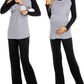 Seindeal Solid Round Neck Long Sleeve Maternity Nursing Pajama Set