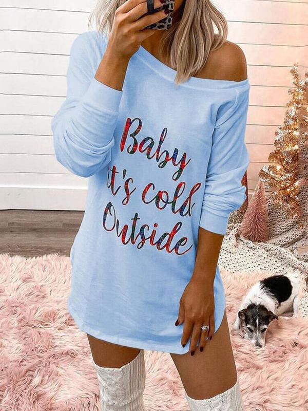 Baby It's Cold Outside Print Off Shoulder Fashion Maternity T-Shirt