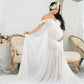 Seindeal Patchwork Off Shoulder Mermaid Baby Shower Maternity Maxi Dress